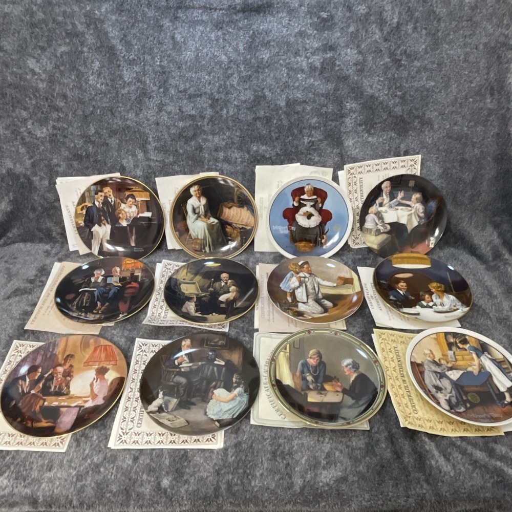 VINTAGE Norman Rockwell Collector‎ Plates Lot of 12 w/ COAs Decorative China